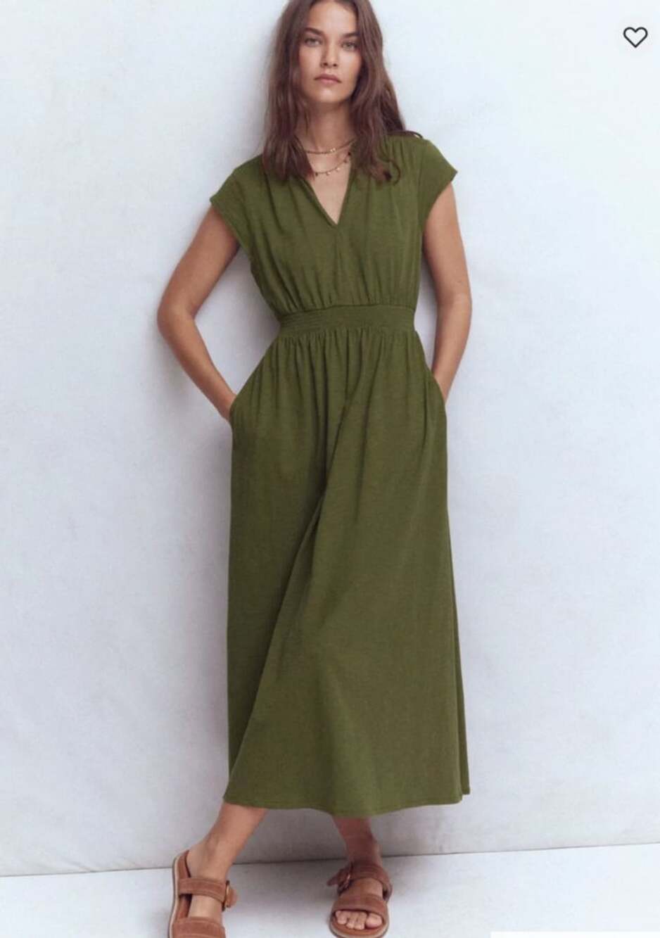 Boden Eve Double Cloth Midi Dress Olive Green Medium like new!